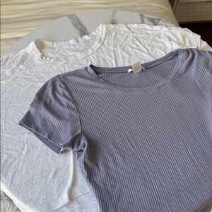 Ribbed Lavender and White T-Shirts